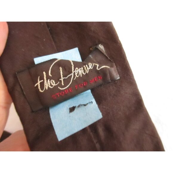 Vintage Silk Neck Tie 3” 56" Brown The Denver - Picture 1 of 4